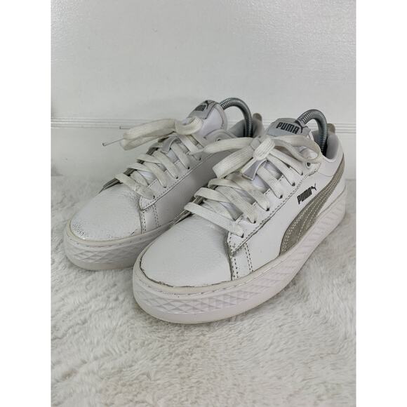 Puma Smash Platform 366487-06 White Women’s Casual Sneakers Size 8 - Picture 1 of 9